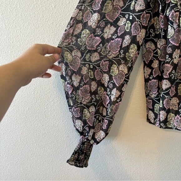 cinq a sept drew georgette floral ruffle smocked blouse - Picture 7 of 12